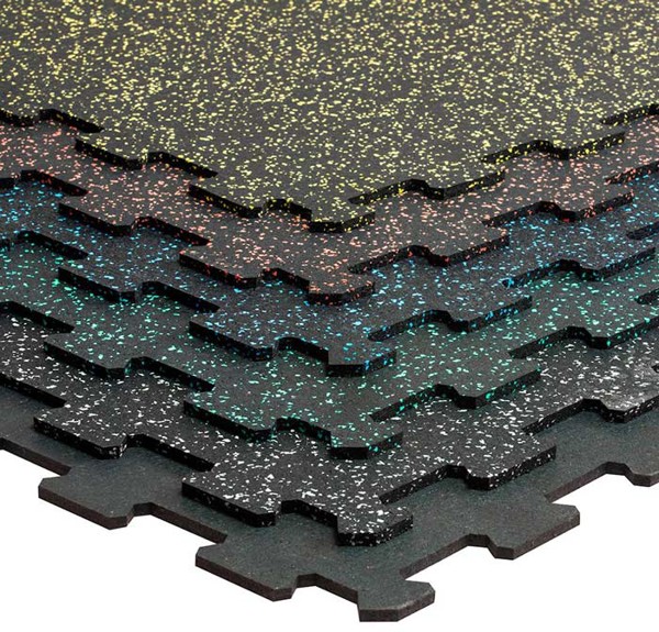 Bild von Gymfloor Bodenbelag Puzzleplatte 956 x 956 x 8 mm - schwarz oder mit farbigen Granulaten