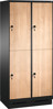 Bild von Garderobenschrank doppelstöckig, 4 Fächer S3000 Evolo mit 400 mm breiten MDF-Dekortüren, mit Sokel