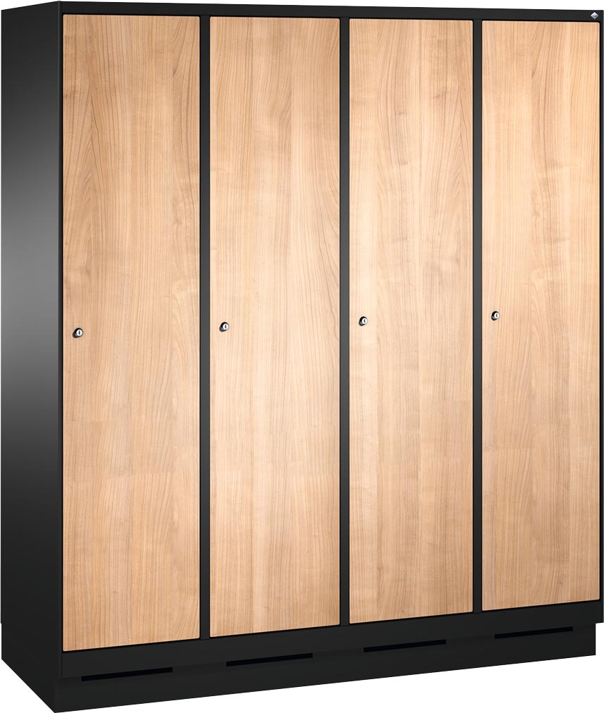 Bild von Garderobenschrank einteilig, 5 Fach S3000 Evolo mit 300 mm, HPL Dekortüren, mit Sokkel