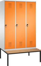 Zeige Details für Garderobenschränke einteilig S 3000 EVOLO mit Sitzbank 3 Fach mit 400 mm breiten Stahltüren Bild von Garderobenschränke einteilig S 3000 EVOLO mit Sitzbank 3 Fach mit 400 mm breiten Stahltüren