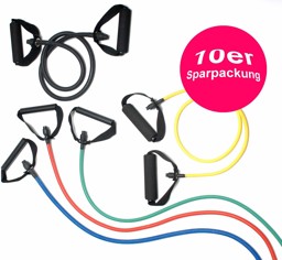 Zeige Details für Fitness Tube mit Hülsengriff, rot = schwer - 10er Sparpackung Bild von Fitness Tube mit Hülsengriff, rot = schwer - 10er Sparpackung
