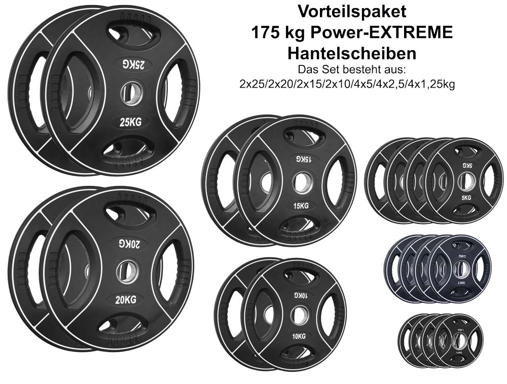 Bild von Vorteilspaket 175 kg - 50 mm Power-Extrem Polyurethan mit 4 Grifflöchern