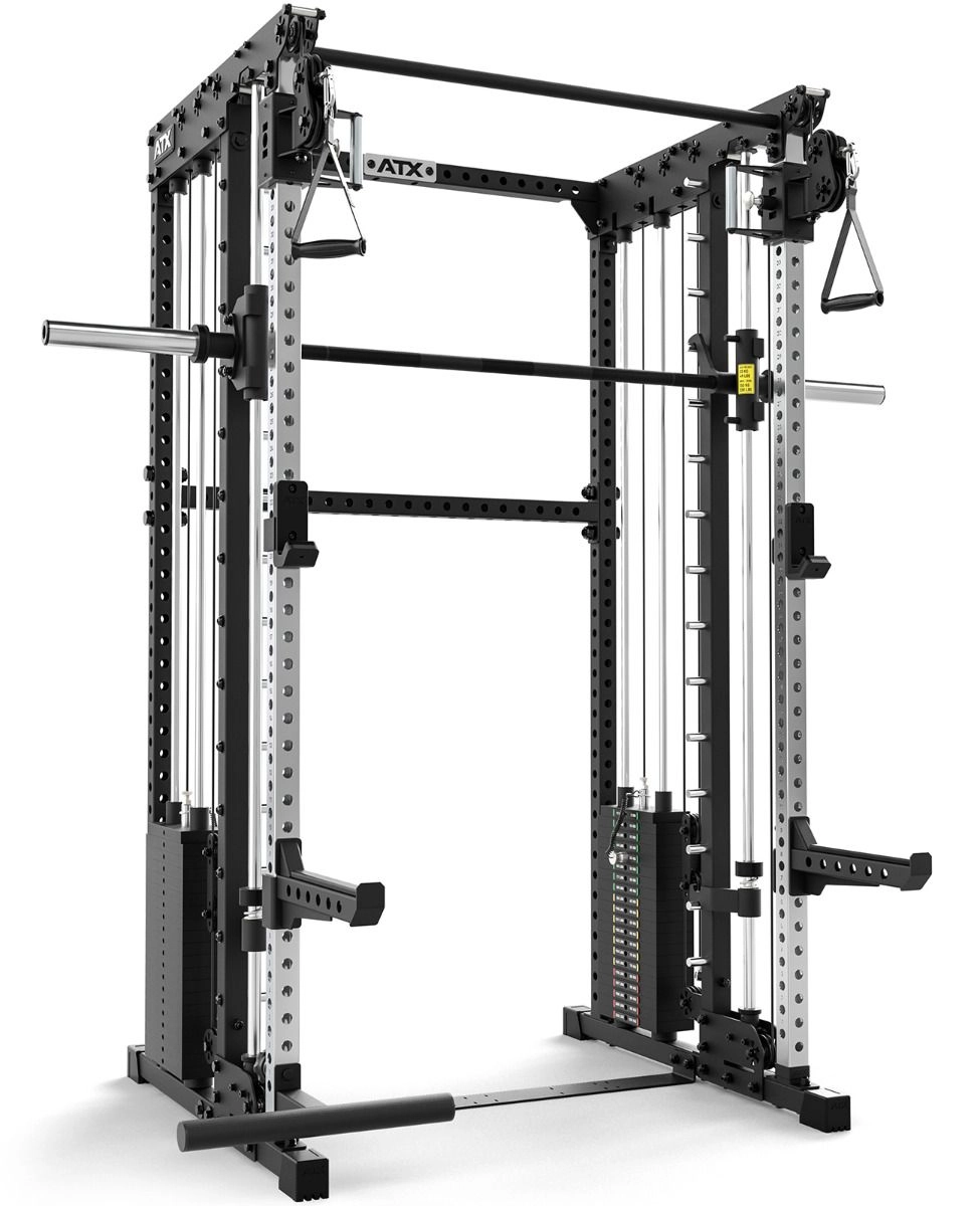 ATX® Power Smith Rack - Höhe 215 cm - 2 × 100 kg Kabelzug 1:1 Übersetzung · Linear-Multipresse