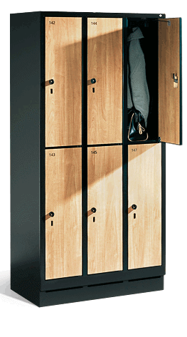 Bild von test Garderobenschrank doppelstöckig, 8 Fächer S3000 Evolo mit 300 mm breiten MDF-Dekortüren, mit Füßen 